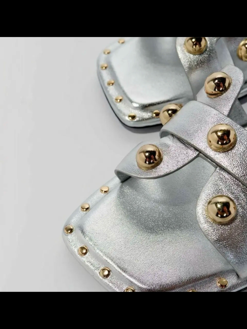 MAJE ARGENTO LEATHER STUDDED FLAT SANDALS SIZE 41 NWB
